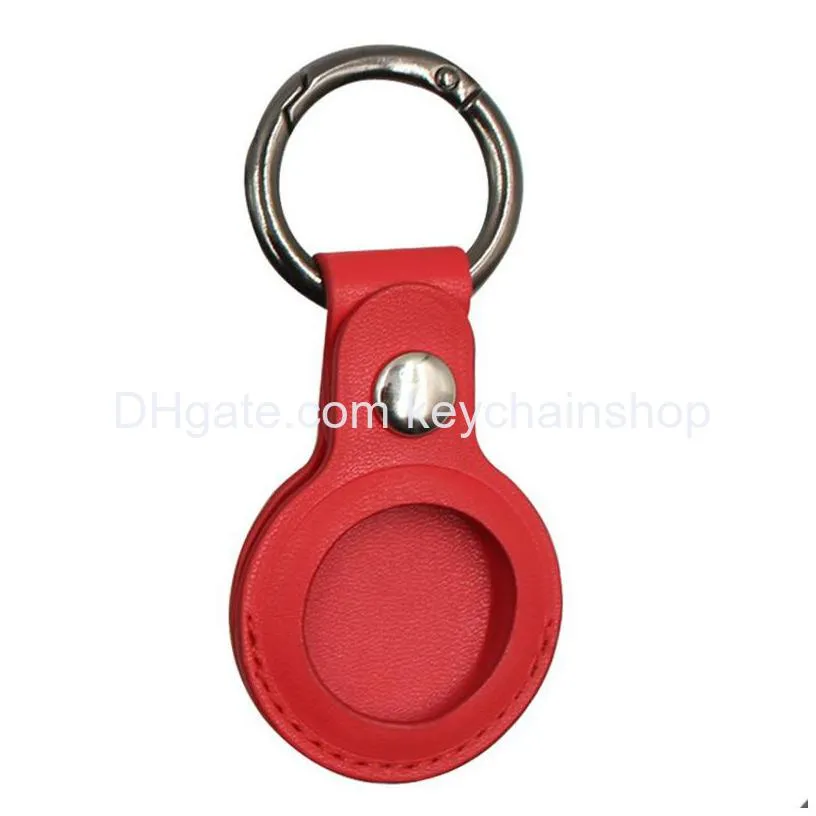 colorful leather keychain party favor anti-lost for airtag protector bag all-inclusive keychain locator individually packaged small