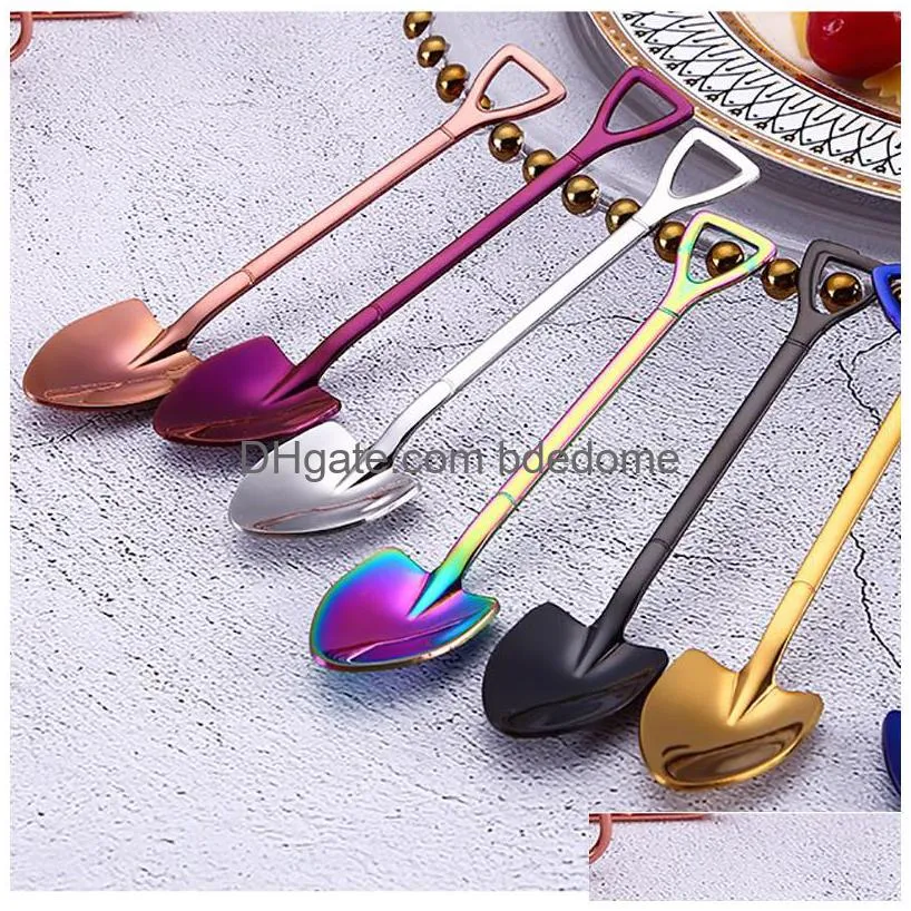 update coffe spade spoon fork food grade 304 stainless steel coffee spoon stirring spoons home kitchen dining flatware tableware forks drop