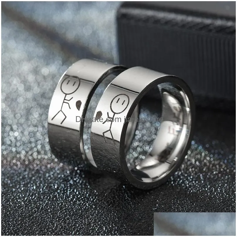 8mm titanium steel fashion style men women couple rings letter her always his forever jewelry gift
