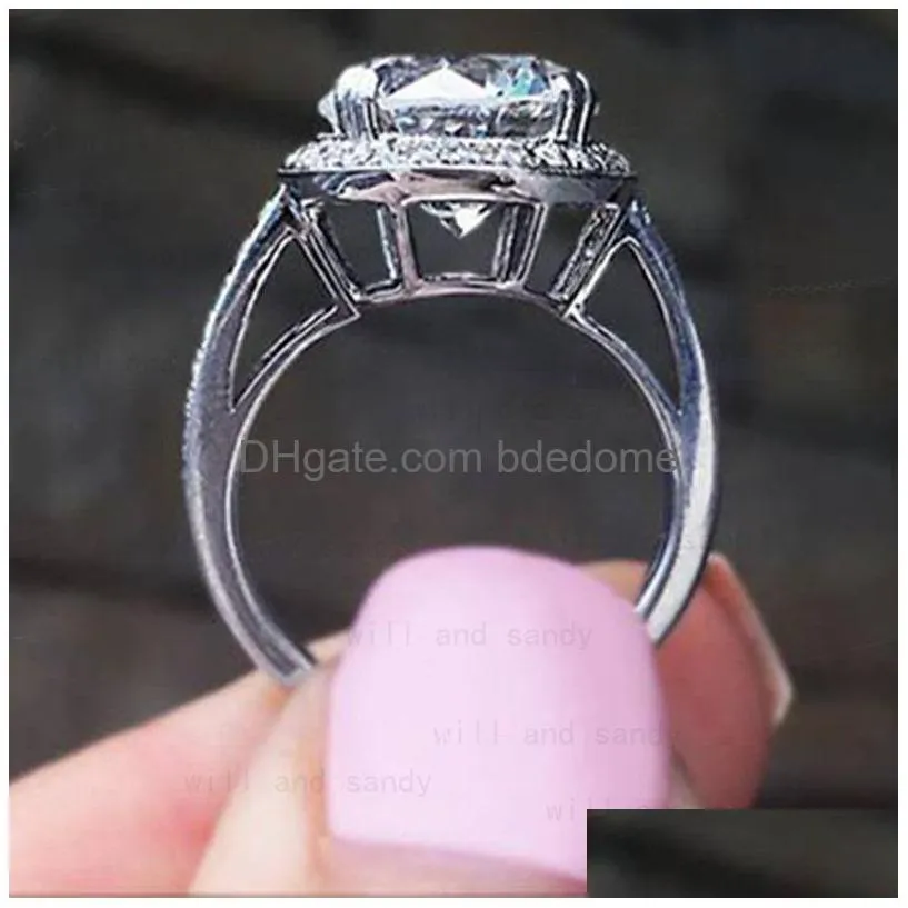 bride zircon round diamond rings for women bling promise engagement wedding ring fine fashion jewelry