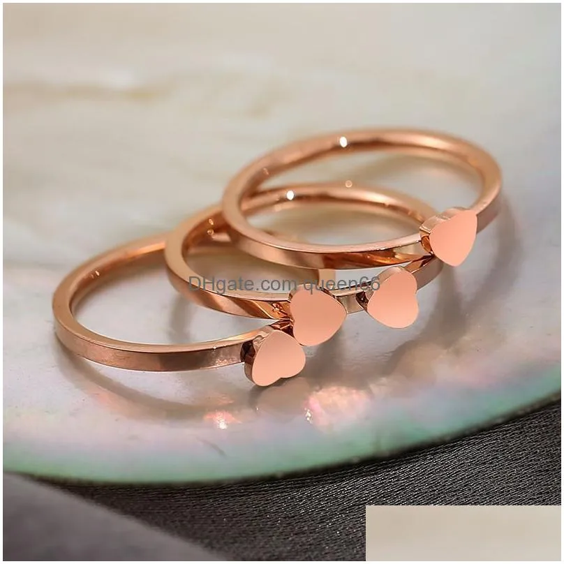 luxury cold wind titanium steel love heart wedding rings engagement ring for women girl