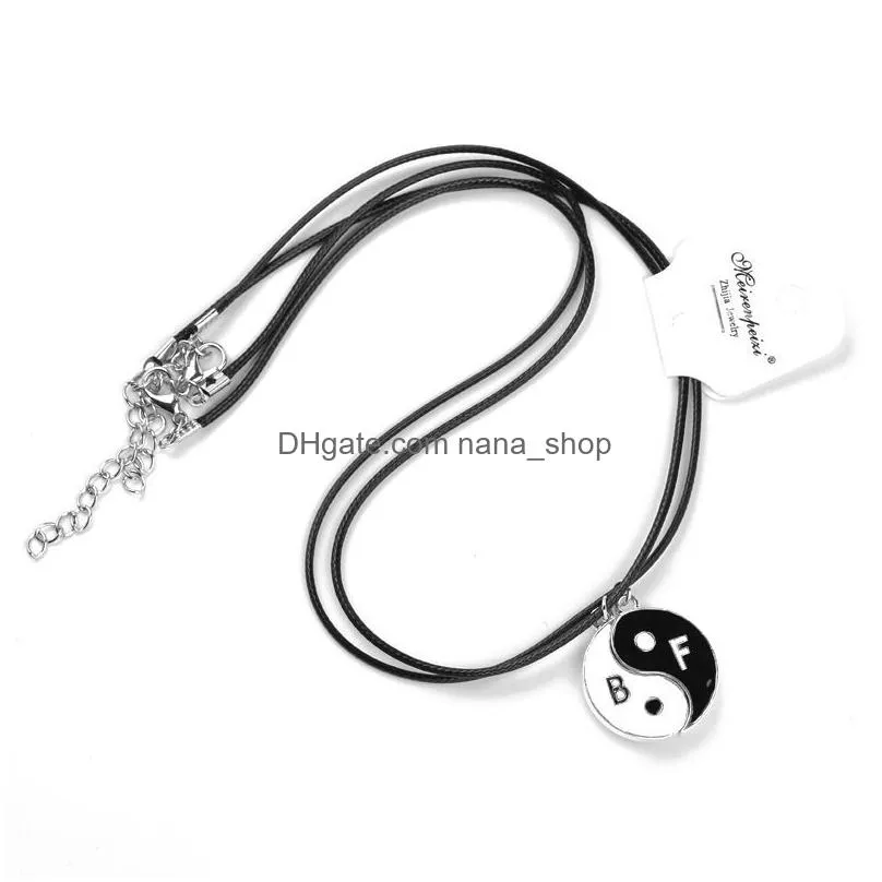 tai chi couple necklaces for women men friend yin yang paired pendants charms braided chain couple bracelet necklace 1 set