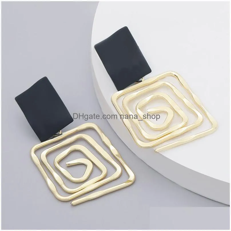 creative simple metal back shape geometric charm earrings womens drop earring retro party jewelry accessories