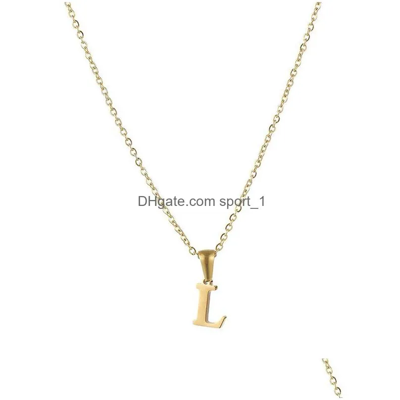 initial a-z 26 letters necklace stainless steel welding alphabet clavicle chain choker for women pendant collar jewelry