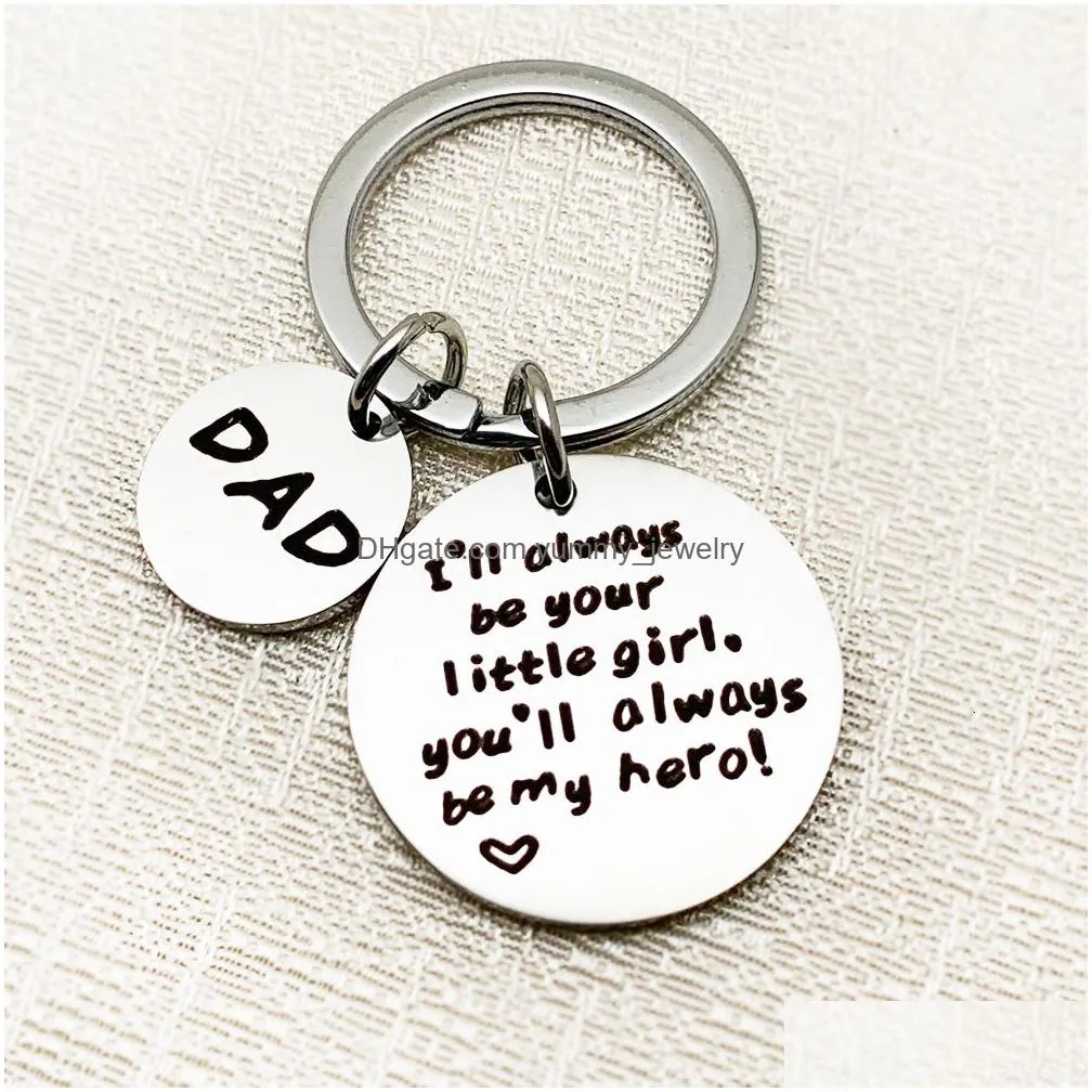 fathers day gifts keyring stainless steel charm father and daughter keychains family jewewlry dad gift