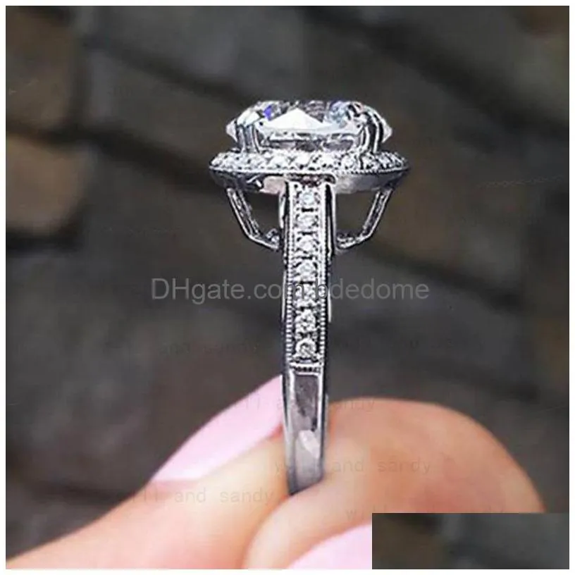 bride zircon round diamond rings for women bling promise engagement wedding ring fine fashion jewelry