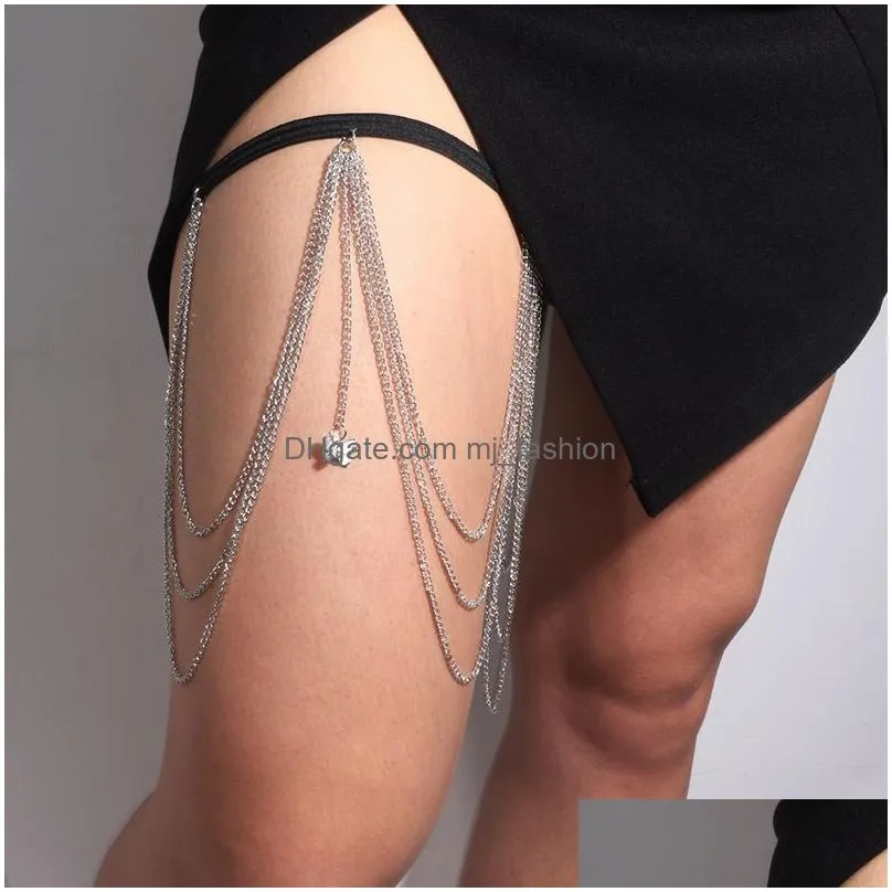 boho body jewelry rhinestone leg chain shiny women big snake pendant y chains thigh harness multi layers beach style gift