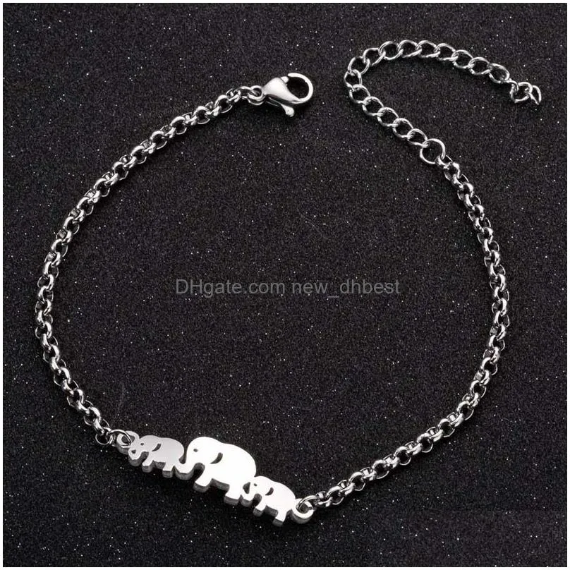 fashion elephant bracelets bangles animal chain link female stainless steel bracelet for women jewelry accessories