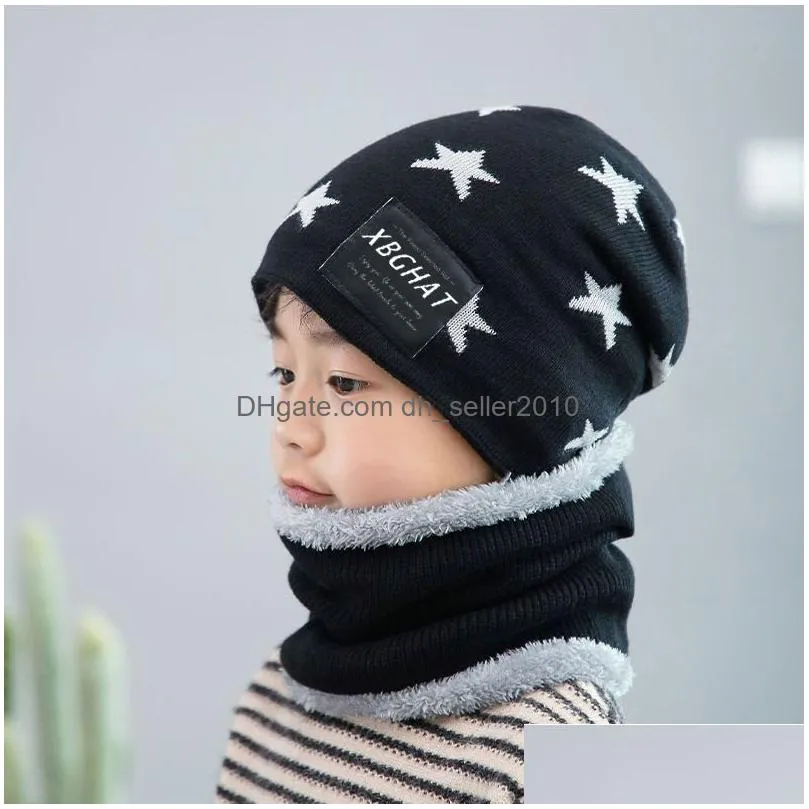 baby boy hat scarf set winter beanies knit cotton warm soft beanie for children girls hip hop caps fashion accessories