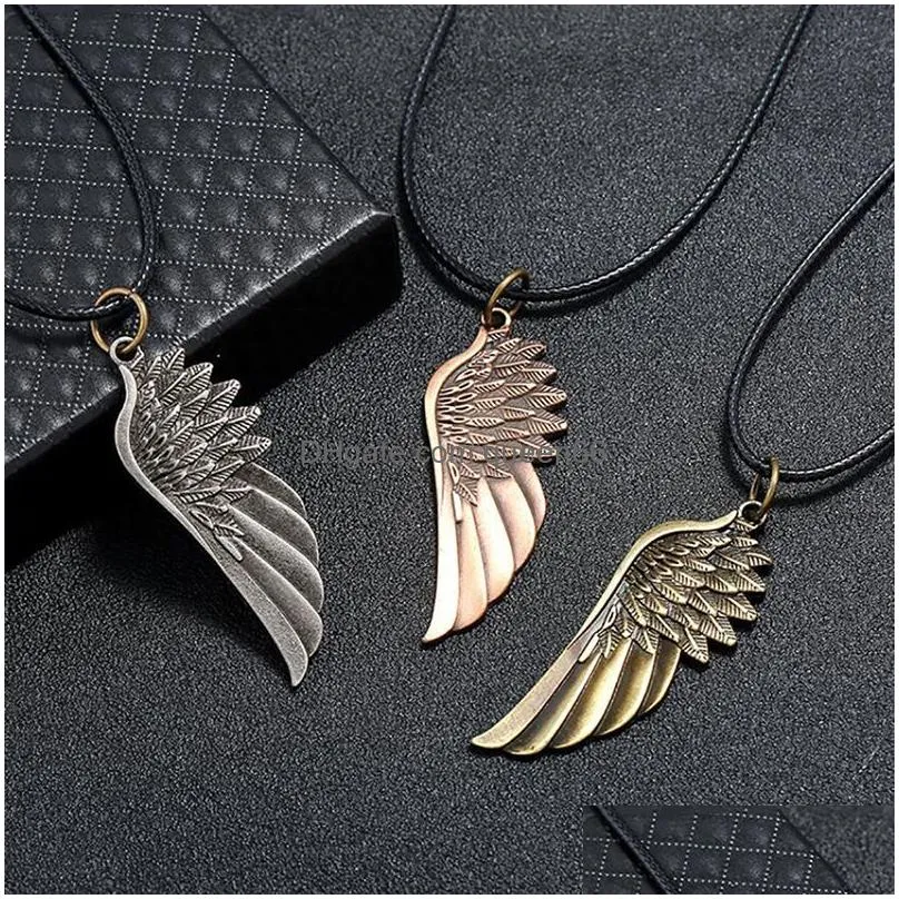 retro hip hop charming antique angel wings necklace jewelry guardian gifts fashion for women angel wing pendant