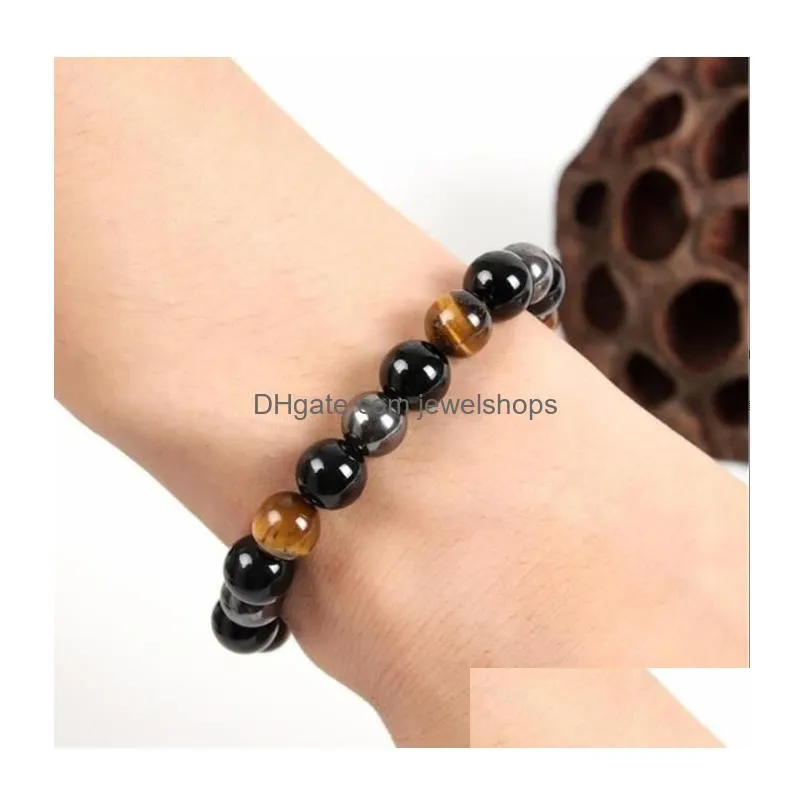 8mm 10mm tiger eye beaded strand bracelets natural black stone beads couple bracelets jewelry for men women fashion jewellry