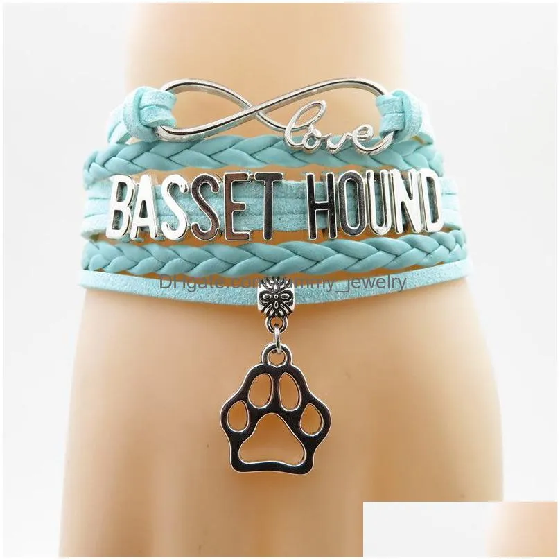 infinity basset hound bracelet dog gift pet paw charm basset hound bracelets bangles for women and man