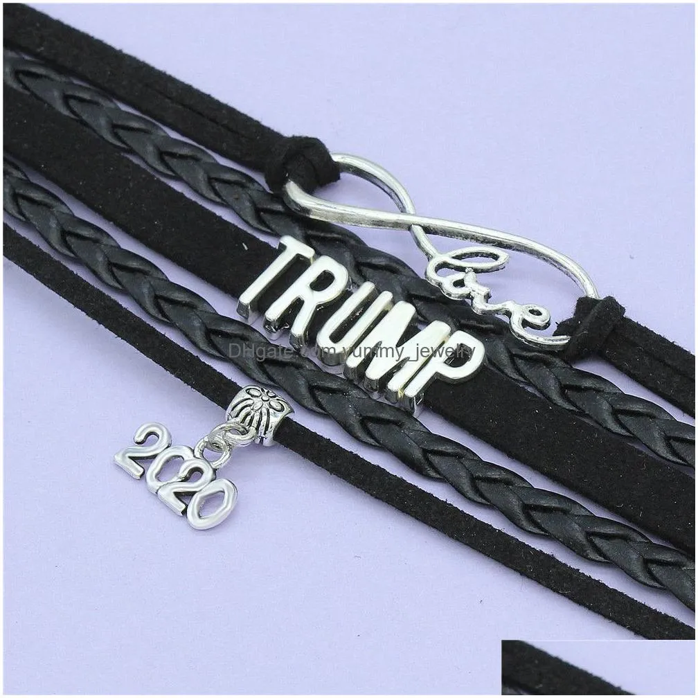dgw trump 2020 multi-layer bracelet handmade infinity love charm bracelets fashion jewelry for women men gift shipping