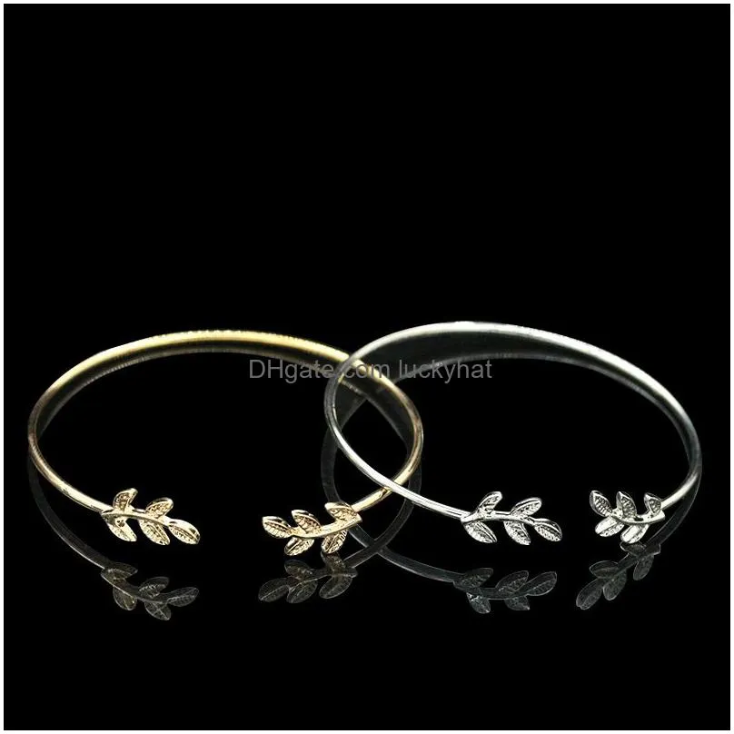 bohemian leaf cuff bracelets for women punk personality open bangle cuff bracelet feminin tiny hand jewelry