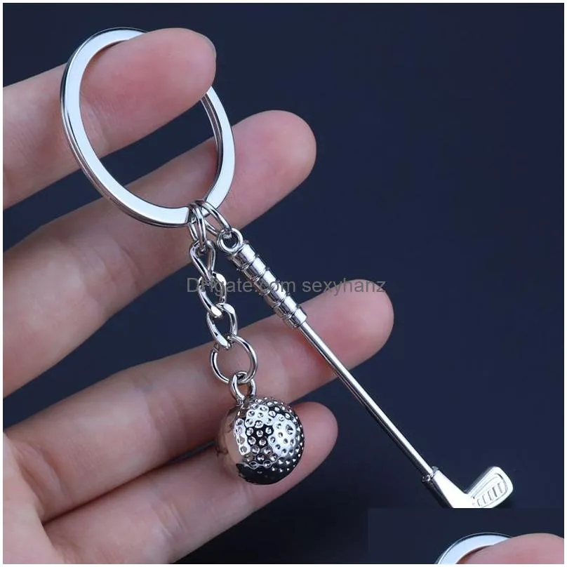 3d golf cart ball keychains top grade metal keychain car key chain key ring sporting goods sports gift for souvenir keyring