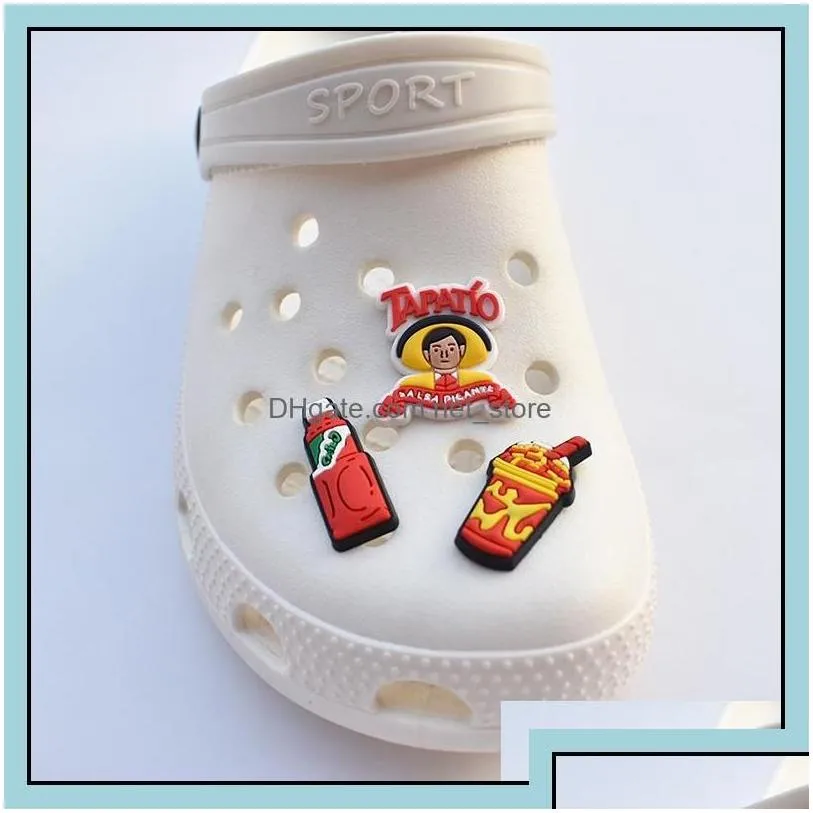 Pvc Mexican Food Flags Shoe Charm Decorations Accessories Jibitz For Croc Charms Clog Buttons Decor Drop Delivery 2021 Parts Shoes
