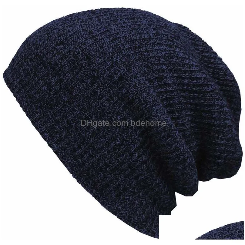 casual knitted beanie hat winter men warm slouchy skull caps crochet male baggy cap fashion accessories