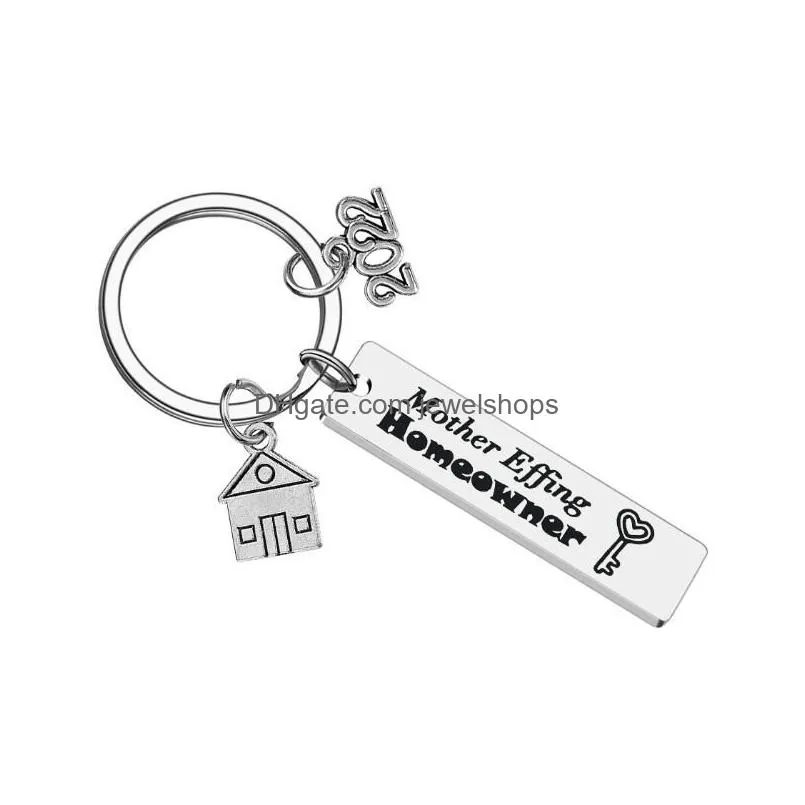 stainless steel housewarming key chain pendant family love keychains creative house luggage decoration key ring 12x50mm