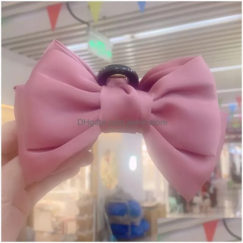 korean plaid bow clamp headwear sweet kawaii dot hair clip claw girls women accessories