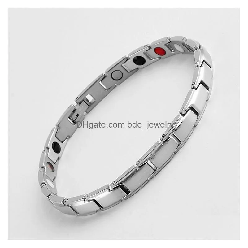 stainless steel energy magnetic tourmaline link bracelet for men bracelets bangle slimming product health care jewelry gift