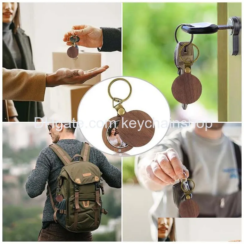 custom photo keychain party favor gift personalized engraved picture name keyring wood key ring for women man mothers day