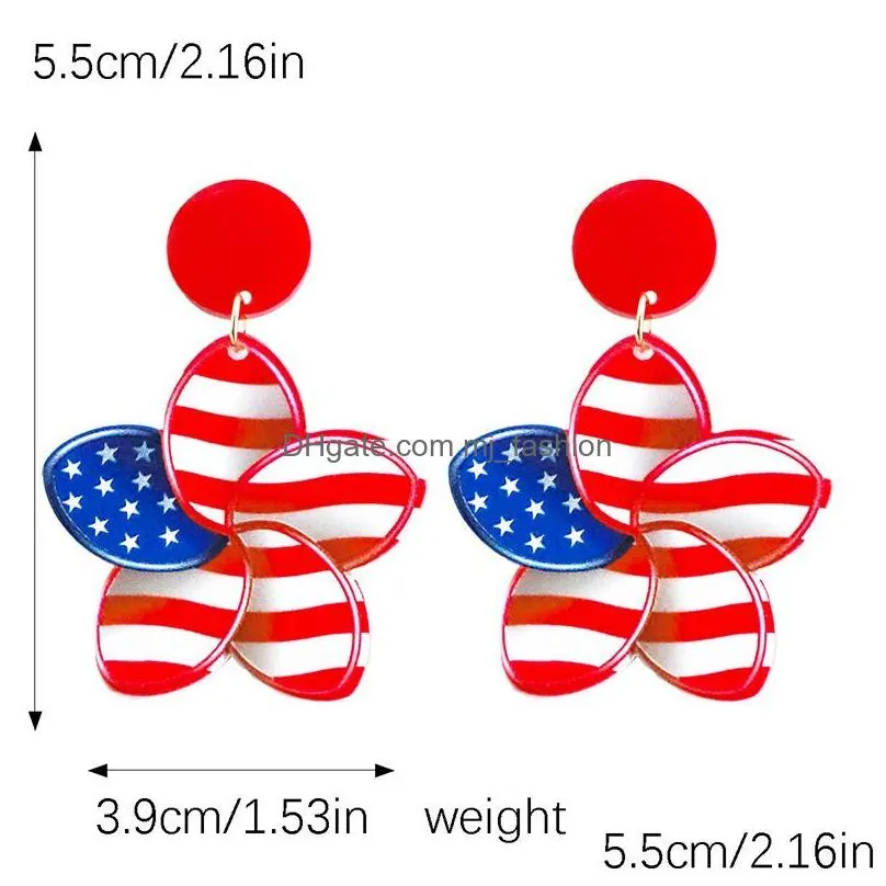 american independence day earrings red blue stripes flag ethnic acrylic hanging earrings