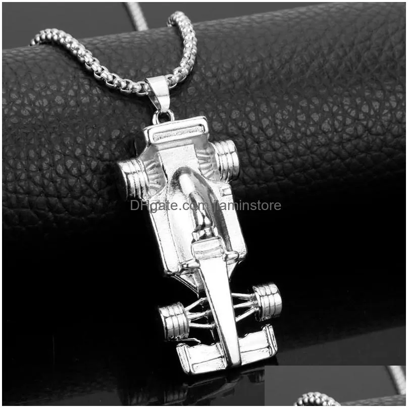 mini race racing car pendant necklace men hiphop jewelry snake chain metal key chain mens necklaces charm accessories
