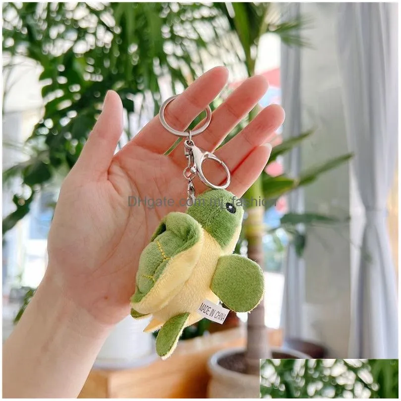 men women little turtle soft plush doll keychain cute cartoon tortoise bag pendant kids toys car keyrings