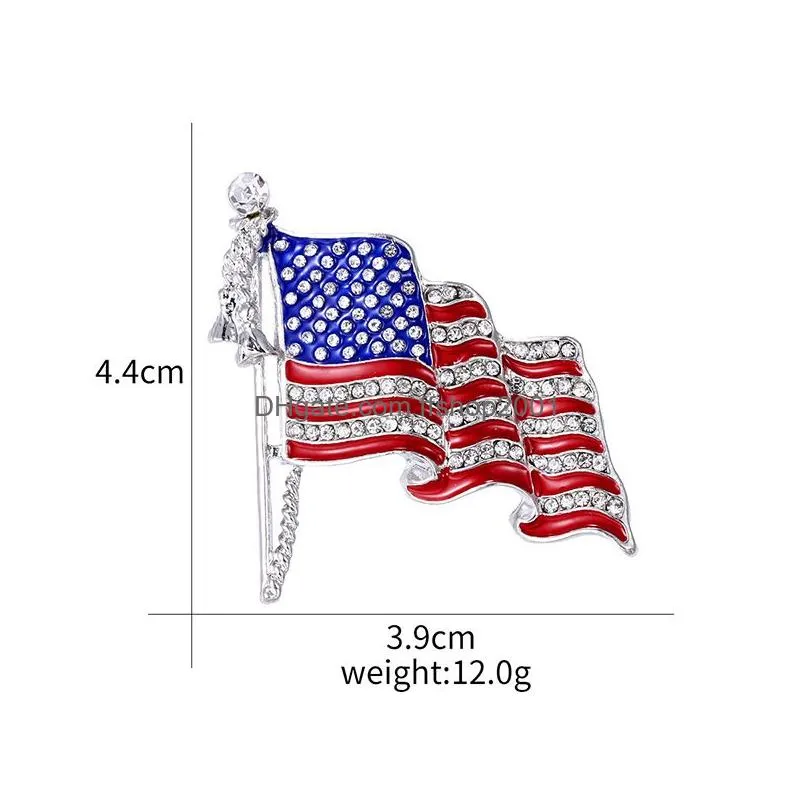 fashion crystal handmade brooches united states flag lapel pins unique rhinestone jewelry gift