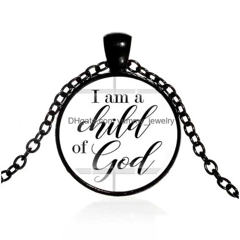 i am a child of god necklace inspirational language bible verse glass cabochon pendants handmade wonderful birthday gift