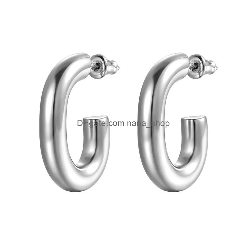 trend twisted hoop earrings for women stainless steel c shape earings accessories minimalist fashion jewelry gift