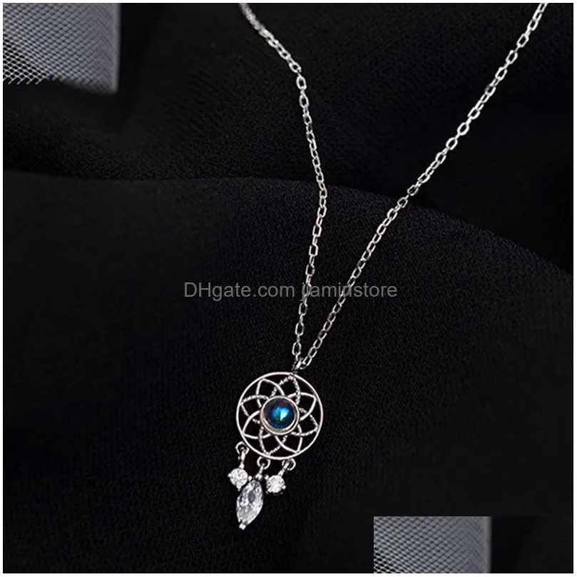 creative pendant tassel moonstone charm necklace for women teen fashion crystal elegant party necklaces jewelry gift