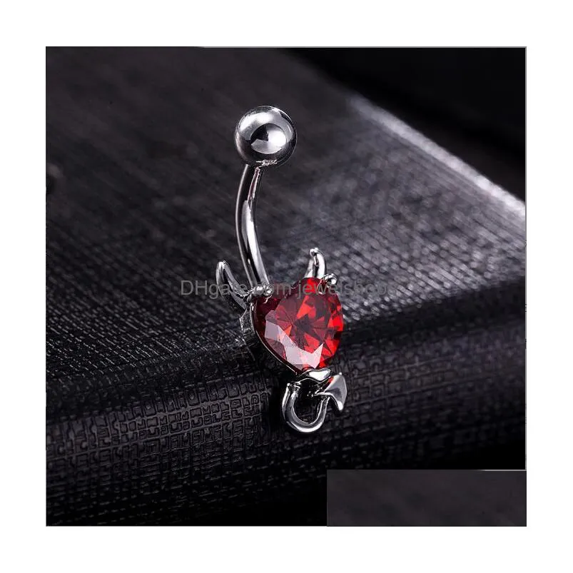 3 colors little evil shape silver 316l stainless steel jewelry navel bars belly button ring navel body piercing jewellry