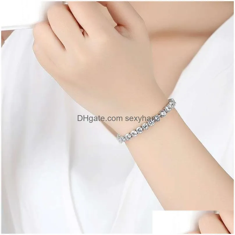 fashion cubic zirconia tennis bracelets bangle gold silver color charm bracelet for women bridal wedding party jewelry