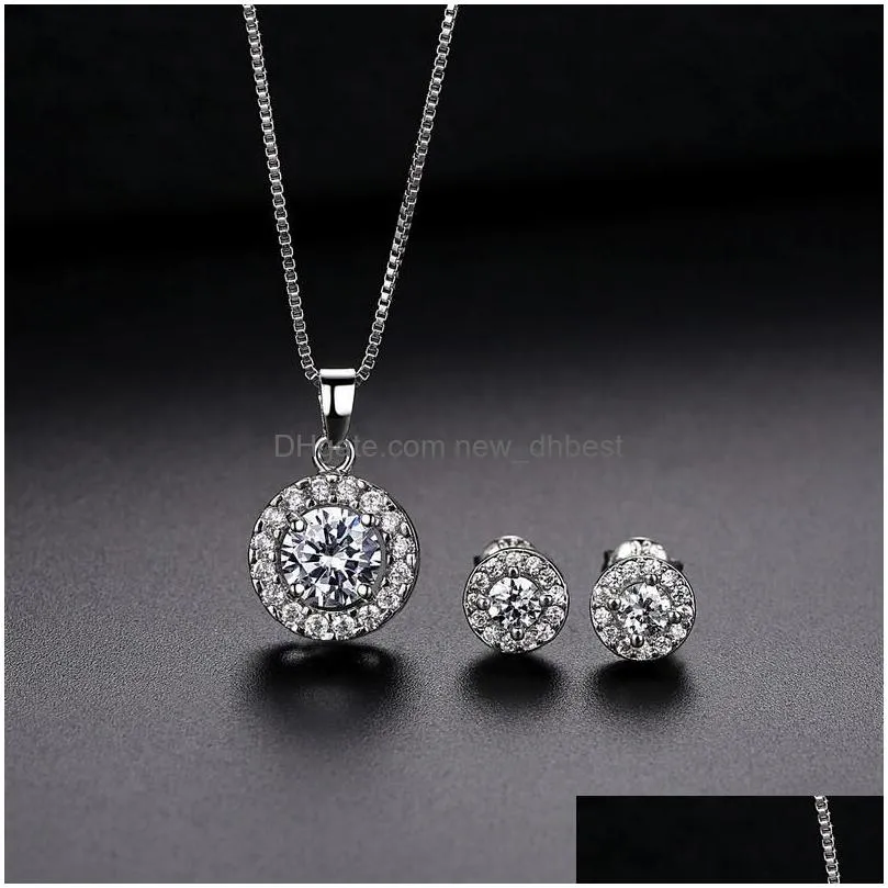 popular bridal ornaments beautiful necklace add earring jewelry sets filled austrian crystal for women