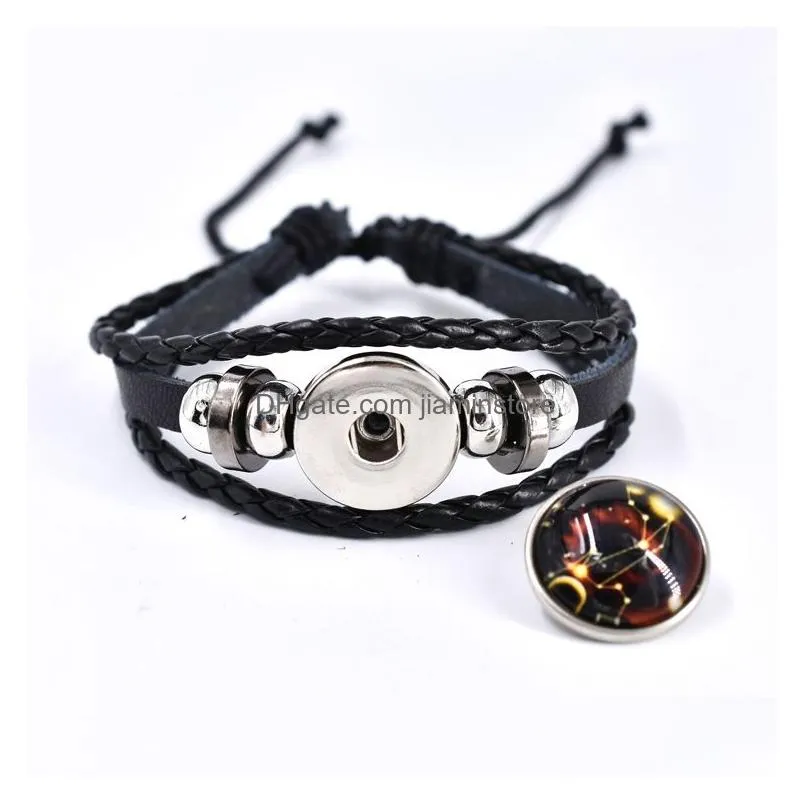 luminous 12 constellation bracelet mens bracelets fashion leather bangles couple jewelry for woman man gifts