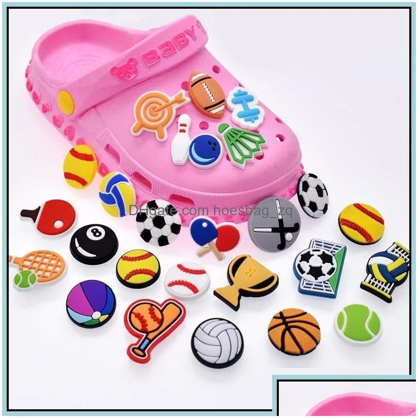 Shoe Parts Accessories Shoes Wholesale Football Sports Croc Charms Buckle Clog Buttons Pins Wristband Bracelet Decoration Kids Teen Adty