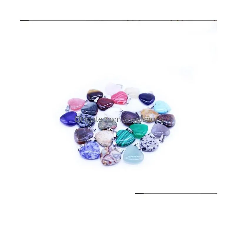 natural stone charms heart shaped pendant quartz crystal healing beads diy jewelry making necklace wholesale