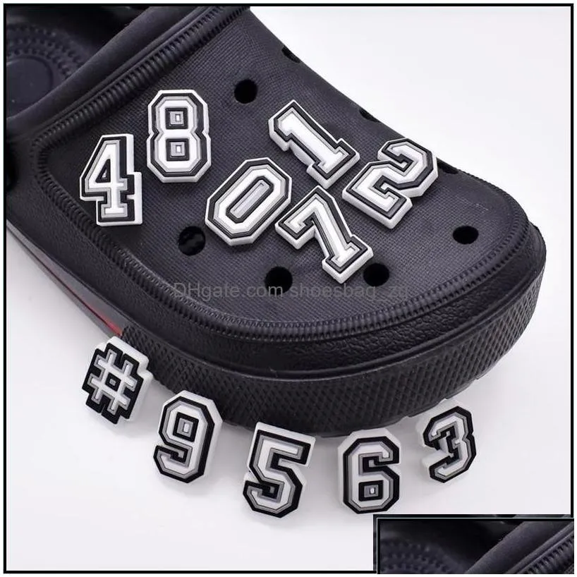 Shoe Parts Accessories Shoes Cartoon Letters Numbers Croc Charms For Decorations Buckcle Clog Charm Bracelets Wristband Buttons Bithday