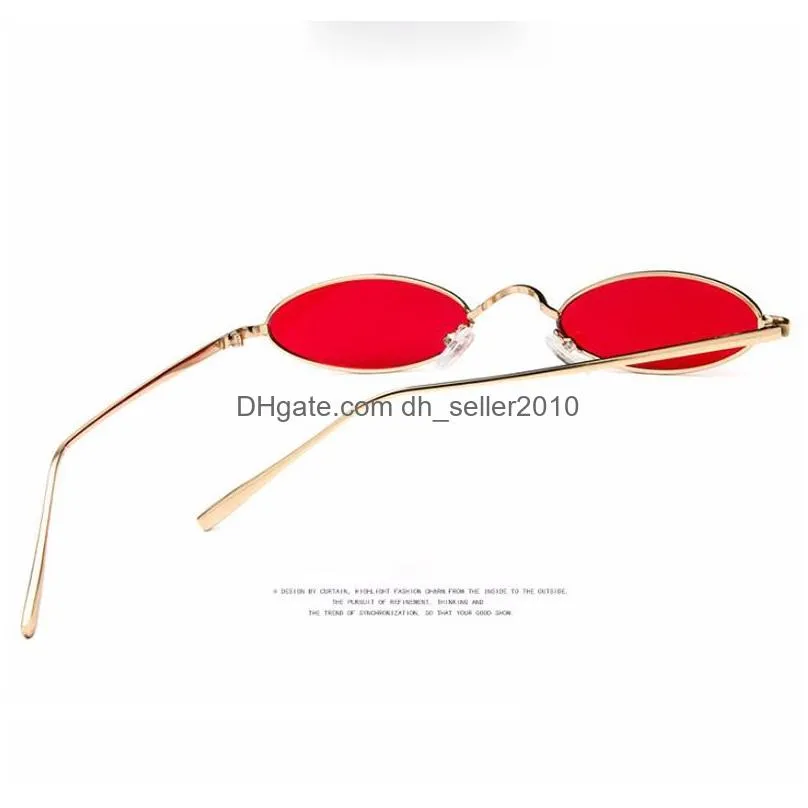 fashion brand designer small oval metal frame sunglasses women men clear color lenses uni ellipse tiny sun glasses female