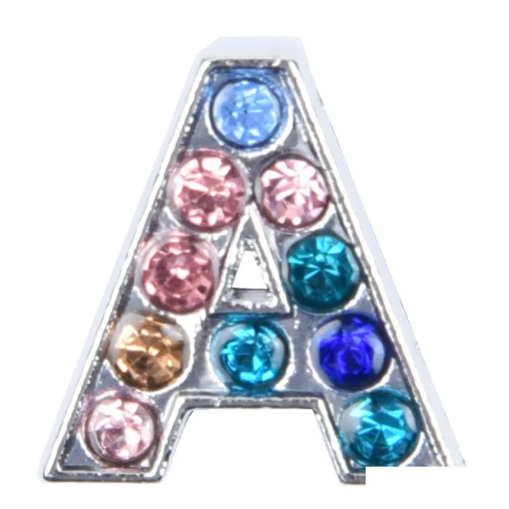 2022 custom designer metal bling colorful metal letter design charms for shoe ornaments