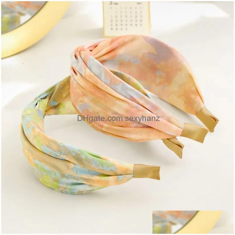 classic vintage headbands tie-dye big knotted hair-band headband fashion women print hoop hair accessories