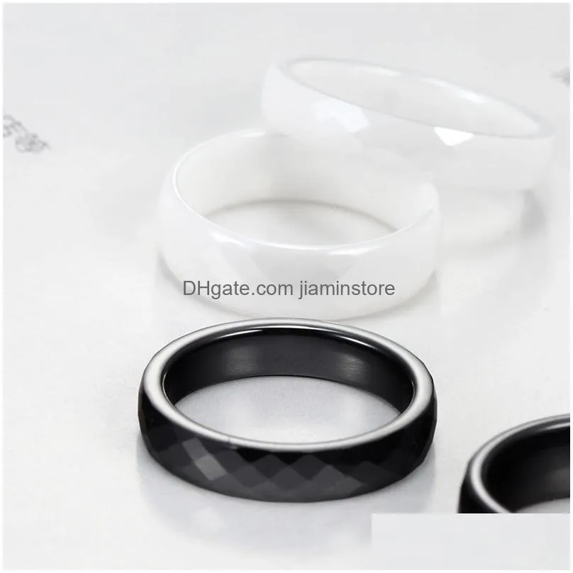 personality dark white black multi-faceted ceramic rings men women fashion jewelry ring gift 4-6mm