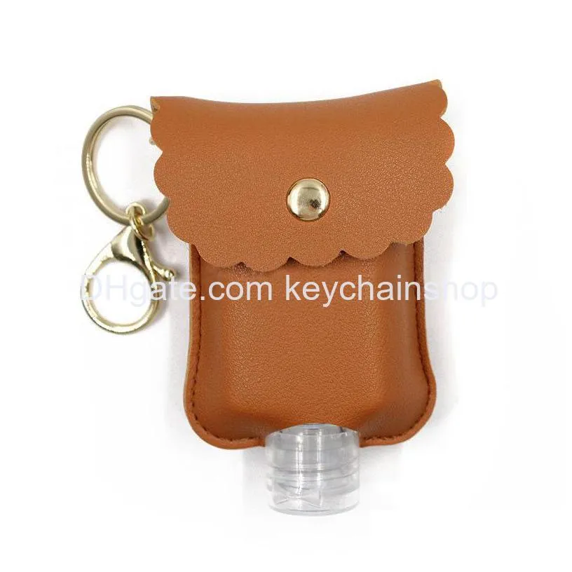 portable hand sanitizer bottle leather case student school bag disinfection water key chain pendant leather case travel hand sanitizer
