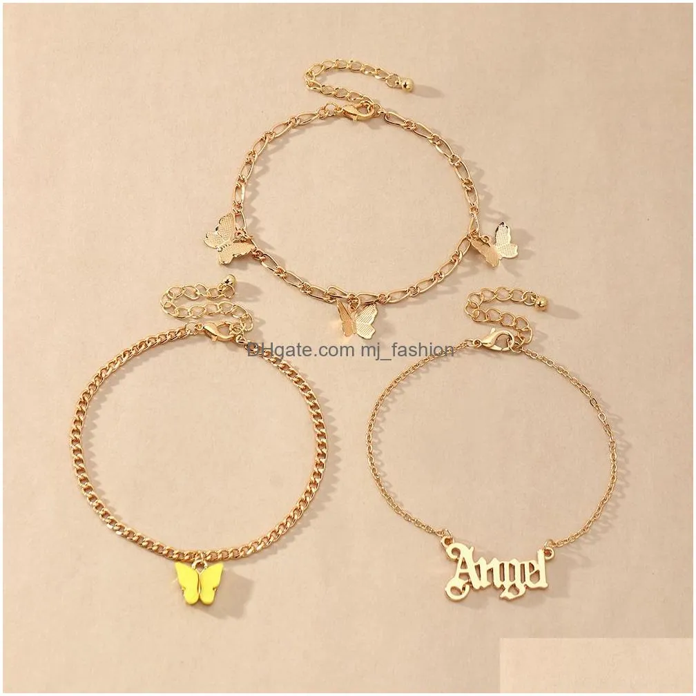 fashion multilayer cute butterfly anklets for women bohemian simple anklet gold color