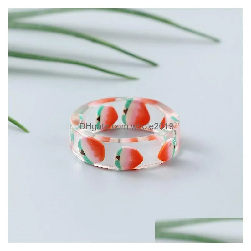 mixed color personality girls transparent resin ring party jewelry cute rings for women romantic gifts