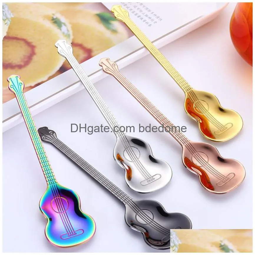 kitchen music musical instrument coffee spoon guitar stainless steel home kitchen dining flatware ice cream dessert spoons cutlery