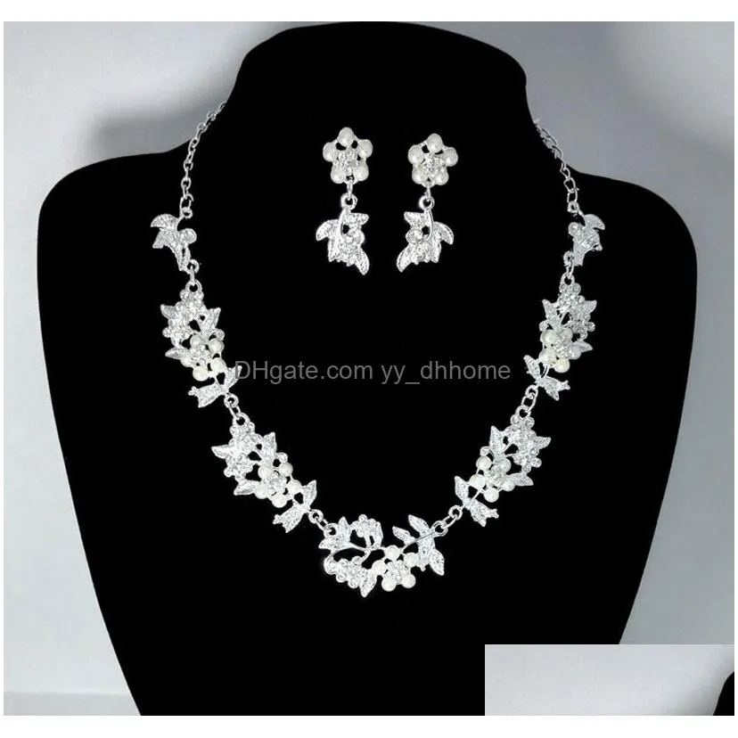 bridal female girls jewelry set necklace earring wedding bridesmaid sets for women
