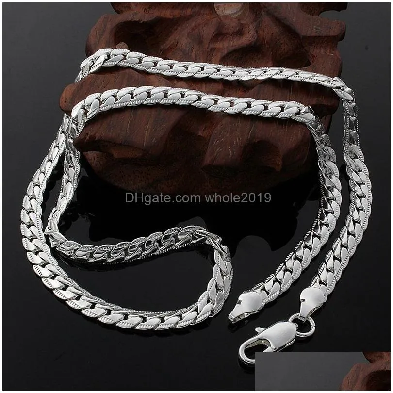 classic women men 18-30 inch silver gold chain necklace long metal 5mm snake chains