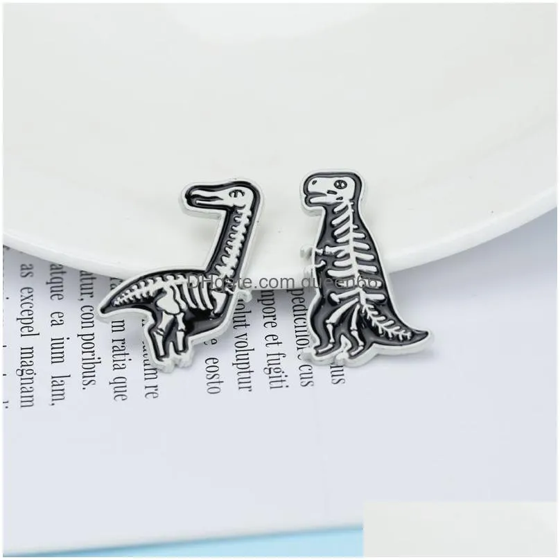 creative mini dinosaur lapel brooch punk ancient animals enamel pin hat badge kids friends jewelry gifts